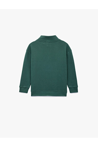 Koton ψηλός λαιμός Μακρυμάνικο φούτερ με μισό φερμουάρ από βαμβάκι