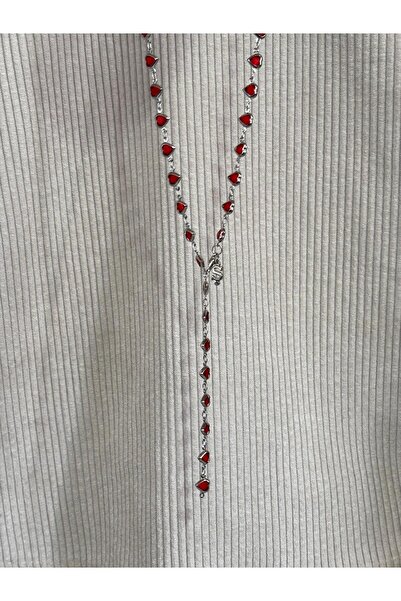 bijoux uniques Kırmızı kalpli Ş harfli kadın y kolye