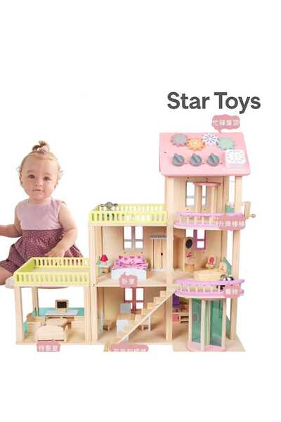STAR TOYS Wooden Dollhouse for Children