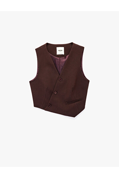 Koton Sleeveless Buttoned Asymmetrical Double-Breasted Neckline Vest