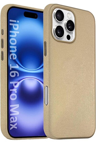 Margoun جراب جلدي رفيع لهاتف iPhone 16 Pro Max مع حماية عدسة الكاميرا (ذهبي)