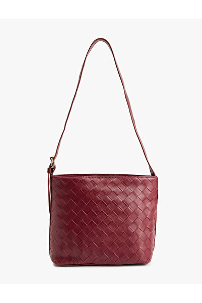 Koton Knitted Patterned Faux Leather Shoulder Bag with Buckle Detail