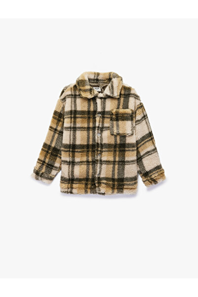 Koton Jachetă din lână în carouri cu mâneci lungi și detaliu de buzunar