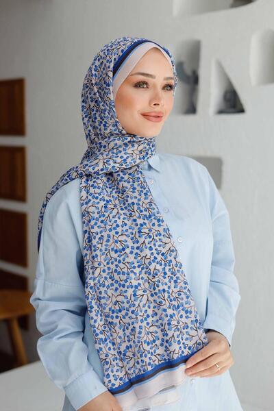 Siyane Light Powder Scarf Cherry Blossom Pattern Voile Shawl