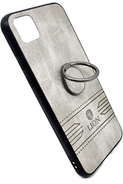 Lion Luxury Leather Back Cover With Holder For Huawei Y5P (Gray)