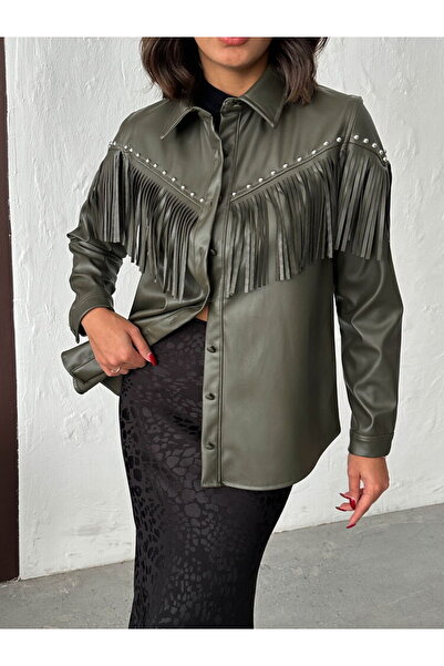 Lady Pixie Droplu Tasseled Faux Leather Shirt