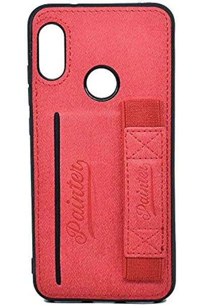 Other Texture Cloth Back Cover With Holder & Card Pocket For Xiaomi Mi A2 Lite - Red