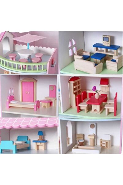 STAR TOYS Luxury three-story wooden dollhouse with complete furniture –