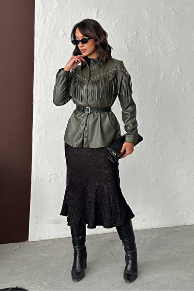 Lady Pixie Droplu Tasseled Faux Leather Shirt