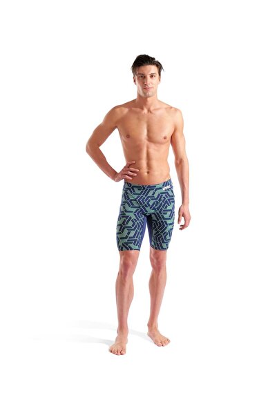 ARENA Men's Escape Swim Jammer Navy-Team Blue Green