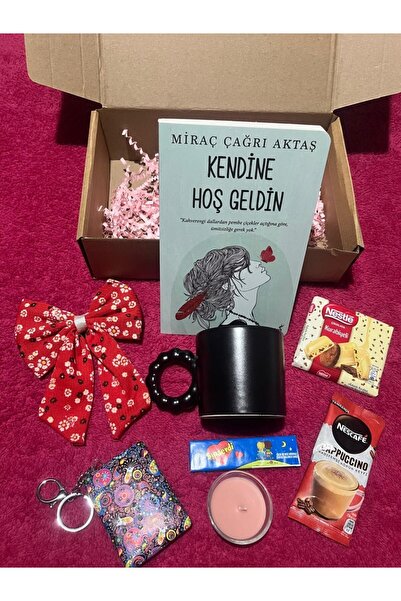 ESRALYGİFT Kendine Hoş Geldin Hediye Seti & Kitap, Kahve ve Mumlu Huzur Kutusu