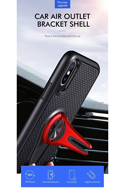 Other TPU Shockproof Case with Rotating Car Bracket for Xiaomi Redmi 7A - Black & Red