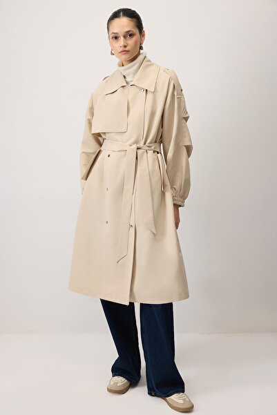 Touché Privé Oversize Trench Coat with Elastic Sleeves