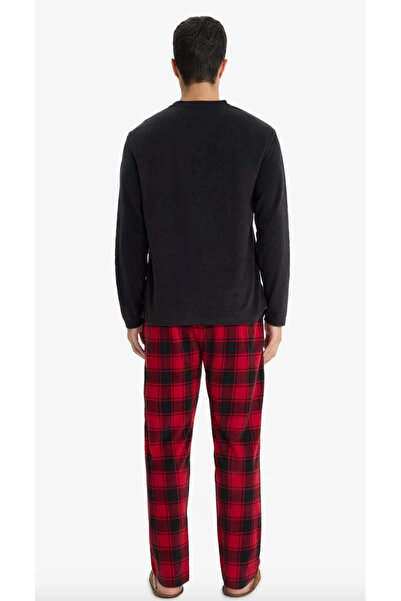 PİJAMUS Ekoseli Kare Desenli Kadife Unisex Pijama Altı