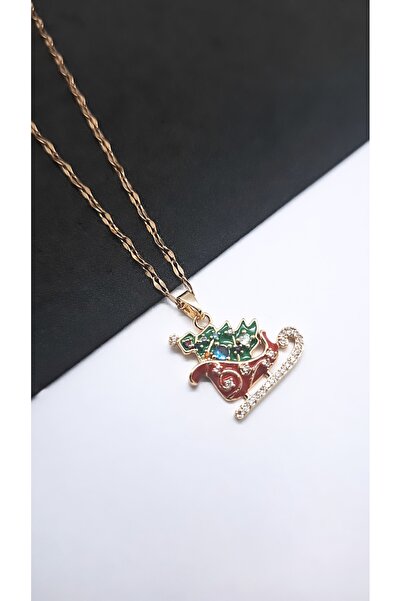 Serenity Skiing Pine Tree Steel Necklace