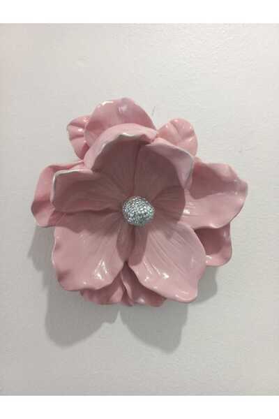 ZE DEKORASYON DUVAR DEKORASYON ÇİÇEĞİ-16CMX16CM-PAMUK ŞEKERİ RENGİ