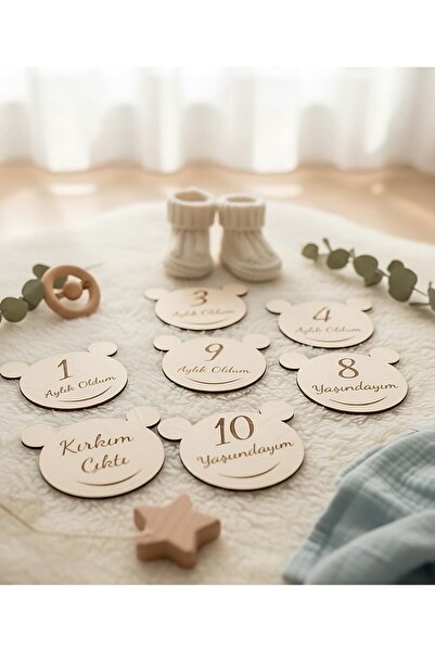 İHRA ألواح ذكريات خشبية شهرية للأطفال، بطاقات ذكريات للأطفال، ألواح تصوير