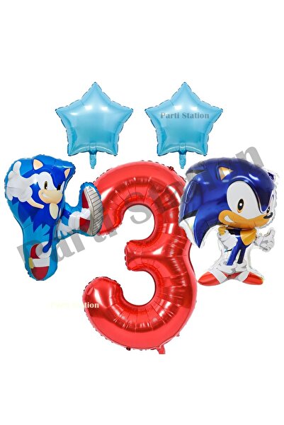 Parti Station مجموعة بالونات سونيك بوم باللون الأحمر لعمر 3 سنوات، مجموعة بالونات سونيك كونسيبت