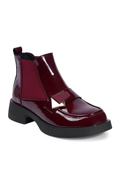 The Feri KADIN BORDO RUGAN DERİ BOT