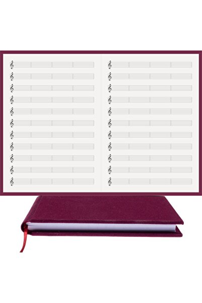 BİDEFTER Music Notebook (Left-Handed, Perforated) 100% Handmade, Hand Stitched – Viscose Fabric Binding - A/4