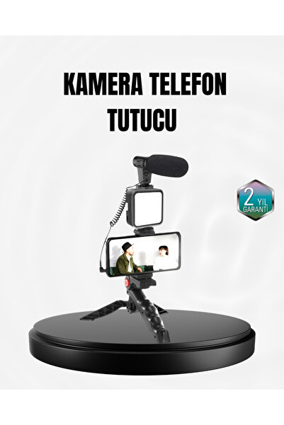 FTA TİCARET Profesyonel Vlog Çekim Kiti LED Işıklı Tripod Mikrofonlu Telefon ...