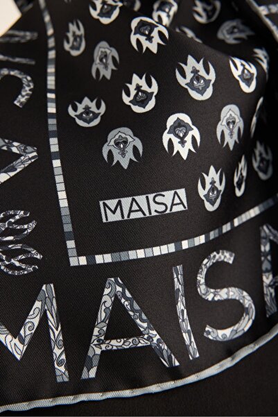 Maisa Anthracite Pare Twill Silk Scarf
