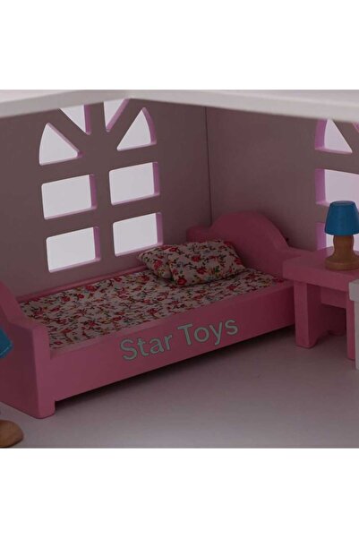 STAR TOYS Pink Wooden Dollhouse for Children