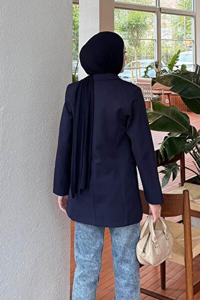 lamelif Μπουφάν με λεπτομέρεια στο πλάι με κορδόνια σε μπλε ναυτικό