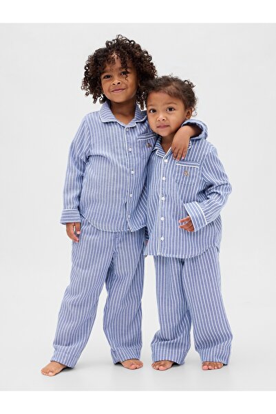 GAP Bebek Mavi Geri Dönüştürülmüş Flannel Pijama Takımı