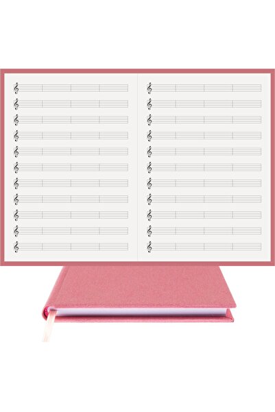 BİDEFTER Music Notebook (Left-Handed, Perforated) 100% Handmade, Hand Stitched – Viscose Fabric Binding - A/4