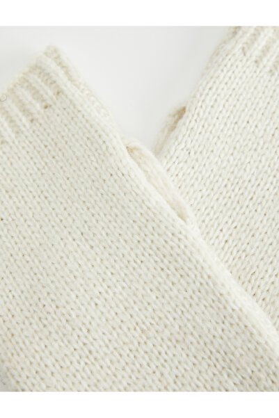 Koton Hair Braid Textured Fingerless Knitted Long Gloves