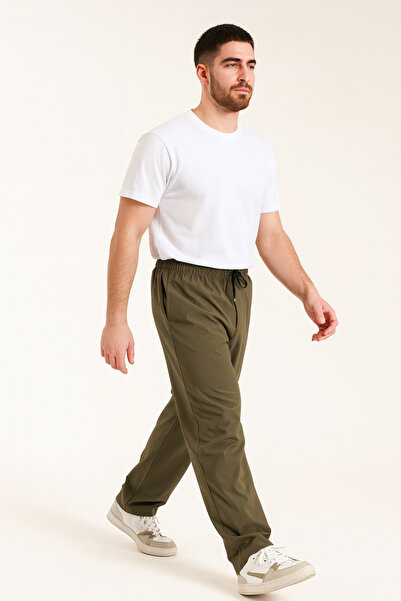 MODENZO بنطلون رياضي رجالي فضفاض من قماش المظلة بقصة واسعة وساق مستقيمة