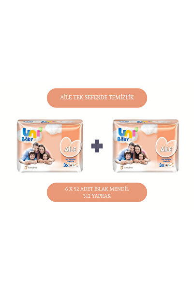 Uni Baby Family Cleaning Wet Wipes at Once 6 X 52 Pieces (312 Sheets)