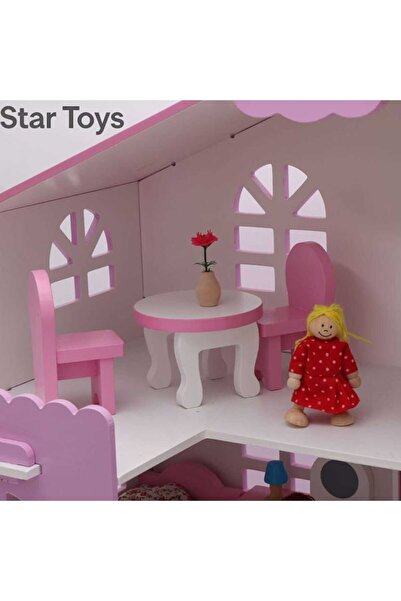 STAR TOYS Pink Wooden Dollhouse for Children