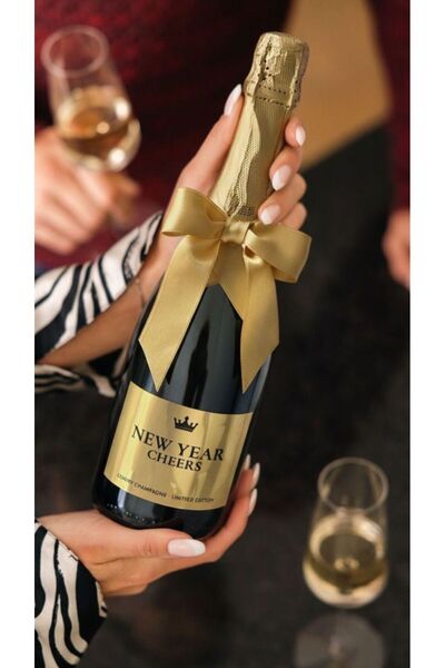 luxurychampagnetr NEW YEAR CHEERS – Gold Limited Edition Alkolsüz Şampanya | Özel Seri Lüks Tekli Şişe (750 ml)