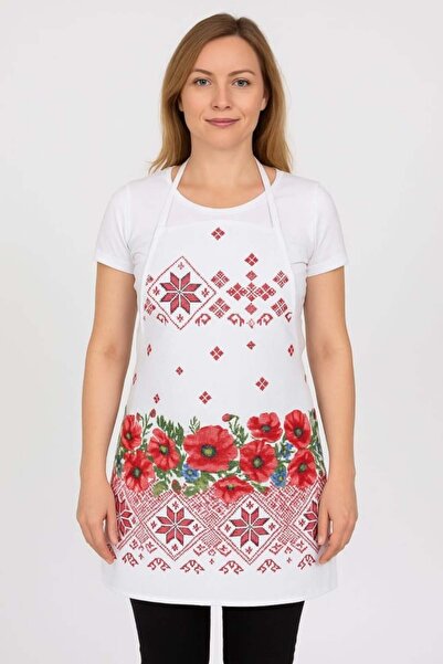 Blusmart Sort bucatarie motiv traditional, din bumbac, cu maci