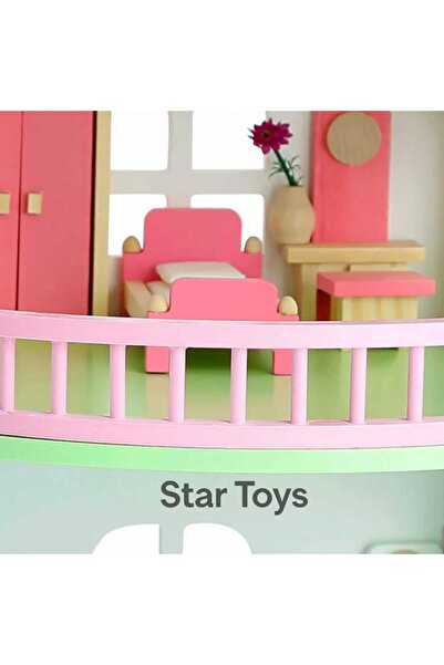 STAR TOYS 3-story wooden playhouse with complete furniture for children –