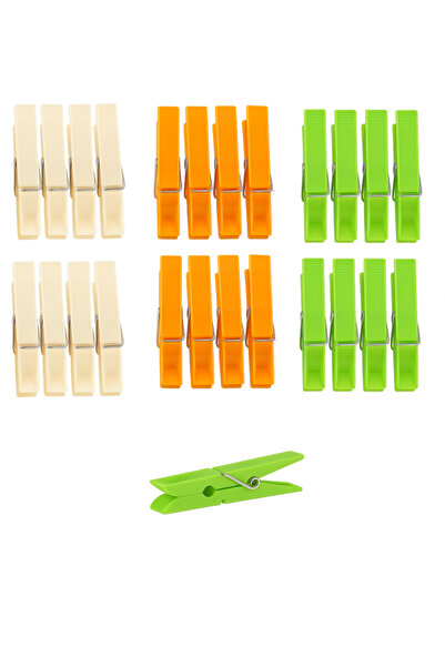 celhome Set de 24 clești de rufe, plastic și fier – 3 culori, durabili, aderență puternică