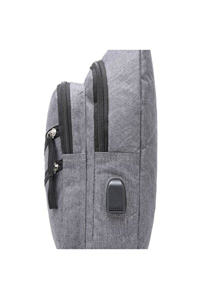 AVA Men's backpack, adjustable strap, USB output, gray, 18x8x32cm
