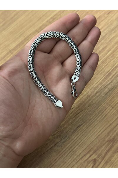 Erkek Gümüş Bileklik - Erkek Gümüş 8 mm Balık Sırtı Kral Model Bileklik