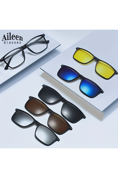 Game Set of 6 Clip-On Glasses Set and Glasses Case-For Women and Men