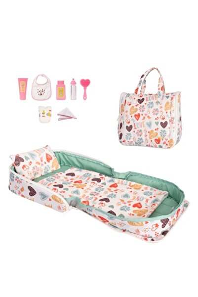 HappyVk Doll Bed Bag with Blanket, Pillow and Accessories - - Heart Pattern