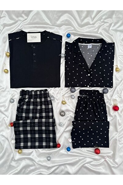 Lena Homewears Daily Comfortable Lover Couple Long Sleeve Pajama Set (Set of 2)