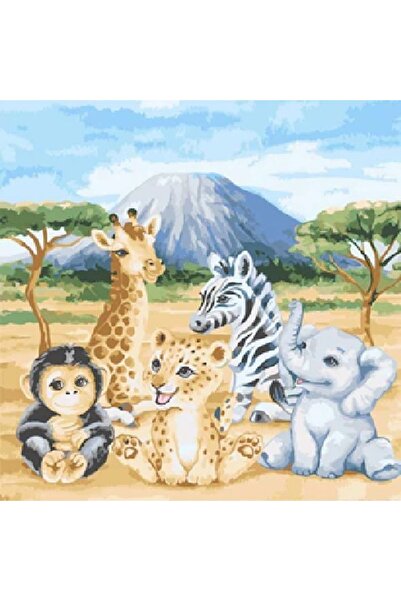 Craft Buddy Paint by numbers set, Safari Animals, 30x30cm,