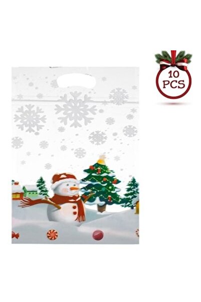 AVA Pungi din Plastic pentru Dulciuri de Craciun, Imprimeu Om de Zapada, inchidere Zip, 15x23cm - 10 Buc