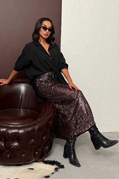 Lady Pixie High Waist Sequined Long Skirt