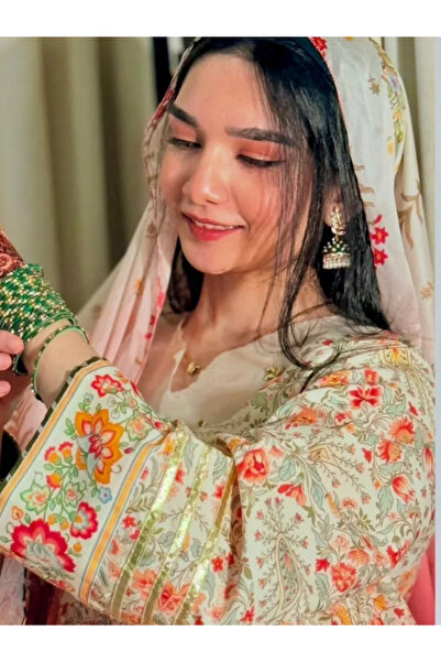 MYSMAR Light Green Colored Swiss Jacquard Lawn Top Bottom Dupatta - BPK1001 | Light Green