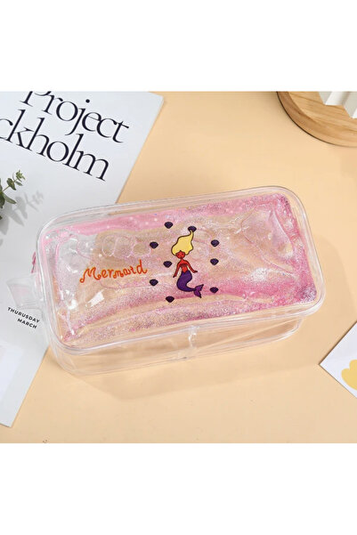 synshop Kawaii Mermaid Deniz Kızı Simli Sulu Şeffaf Kalemlik Kalem Kutusu Mak...
