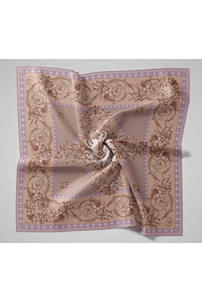 Silk Home Mink Powder Baroque Pattern Tivil Woven Pure Silk Scarf-Kvs0881