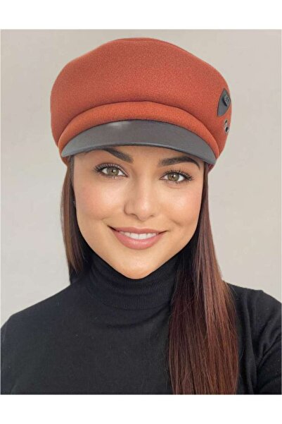 Confortino Luxury women's fabric cap with leather visor ANNE - ONE SIZE & ADJUSTABLE